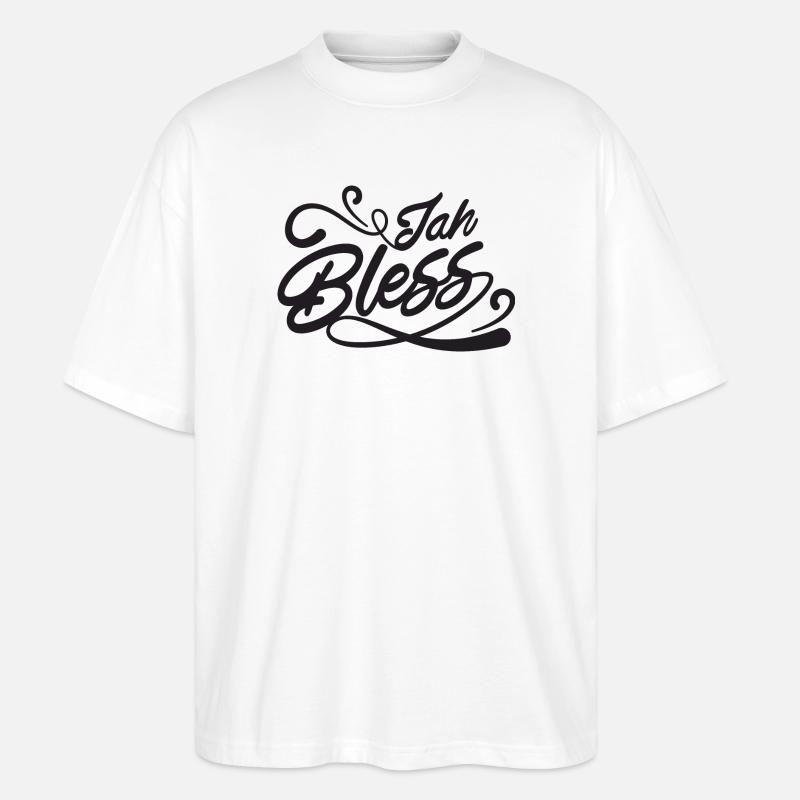 Jah Bless Script - T-shirt bio Blaster 2.0 coupe oversize Stanley/Stella Unisexe - blanc