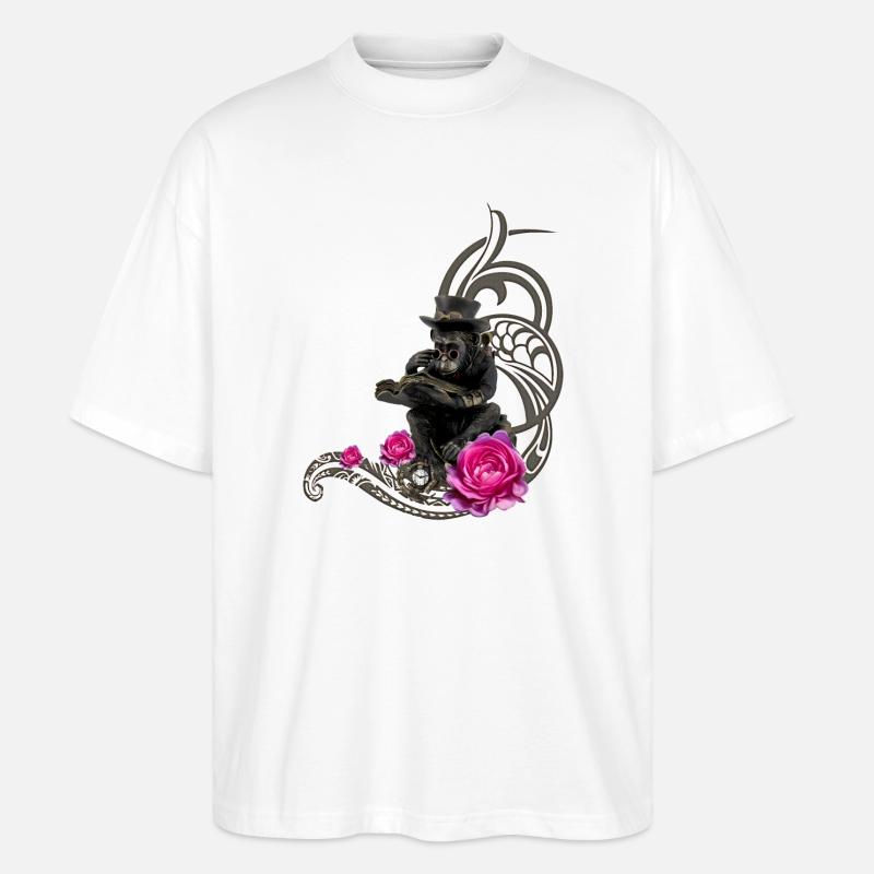 Lustiger Steampunk-Affe liest ein Buch - Stanley/Stella Oversized Unisex Bio T-Shirt Blaster 2.0 - Weiß
