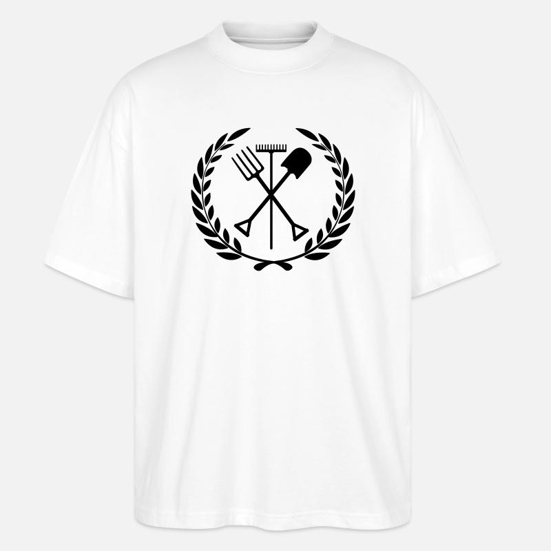Garden tools rake, shovel, pitchfork - Stanley/Stella Oversized Unisex Organic T-shirt Blaster 2.0 - white