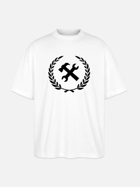 Werkzeuglogo für Bauarbeiter - Stanley/Stella Oversized Unisex Bio T-Shirt Blaster 2.0 - Weiß
