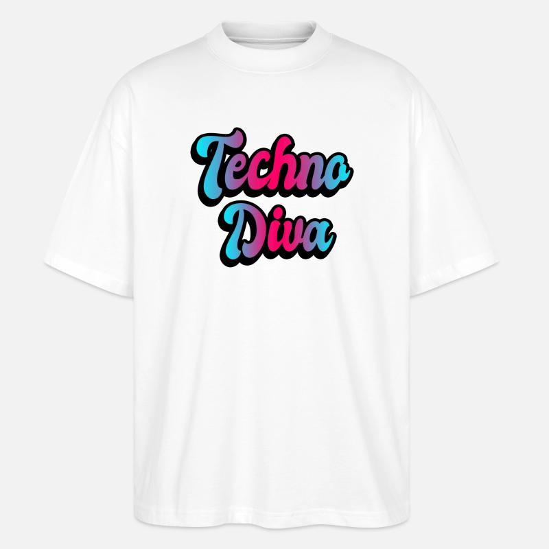Diva de la techno - T-shirt bio Blaster 2.0 coupe oversize Stanley/Stella Unisexe - blanc