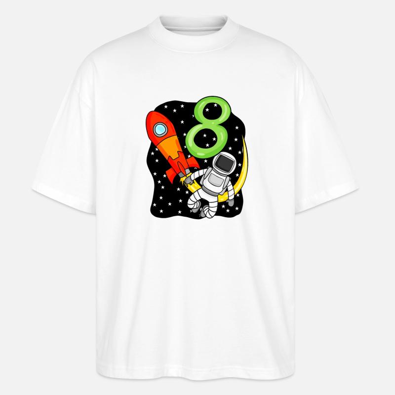 8 Jahre alt Junge Astronaut - Stanley/Stella Oversized Unisex Bio T-Shirt Blaster 2.0 - Weiß