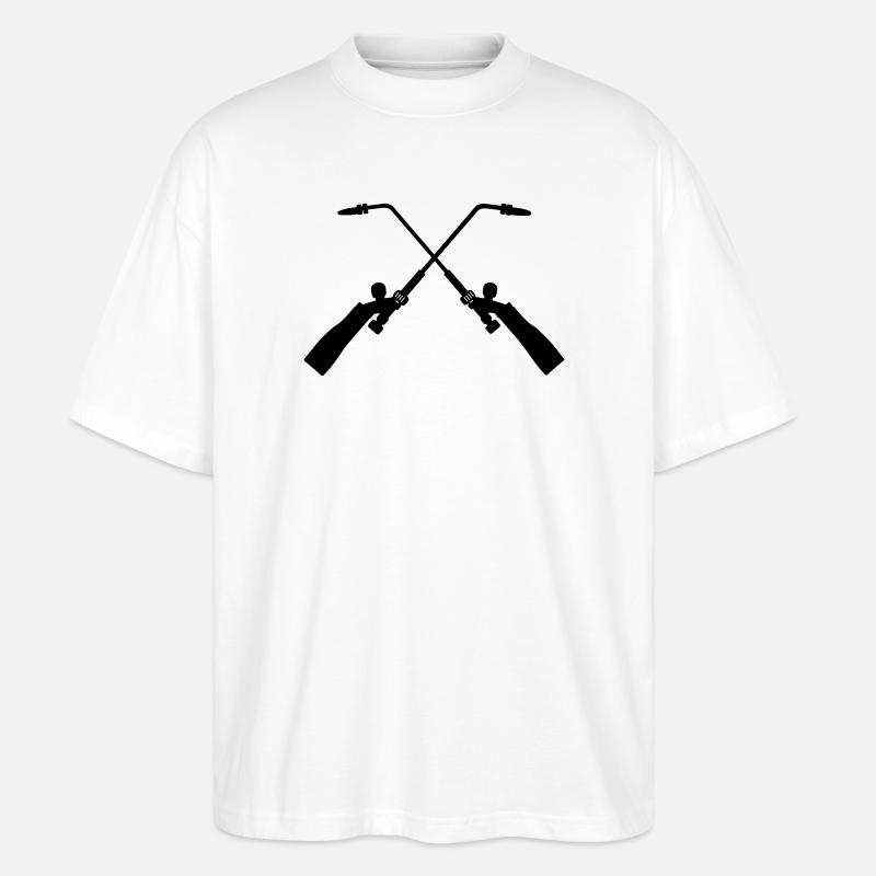 Deux machines à souder croisées - T-shirt bio Blaster 2.0 coupe oversize Stanley/Stella Unisexe - blanc