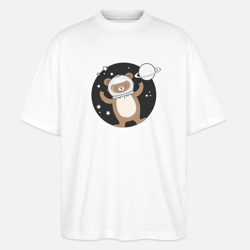 niedlicher Astronauten Bär im comic Stil - Stanley/Stella Oversized Unisex Bio T-Shirt Blaster 2.0 - Weiß