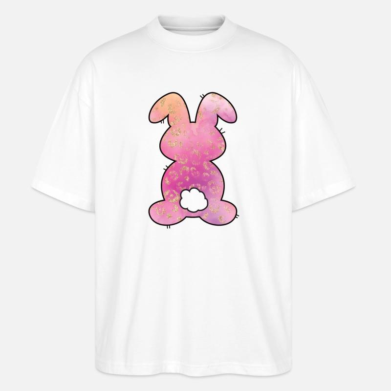 Leopard Pattern Rabbit Easter - Stanley/Stella Oversized Unisex Organic T-shirt Blaster 2.0 - white