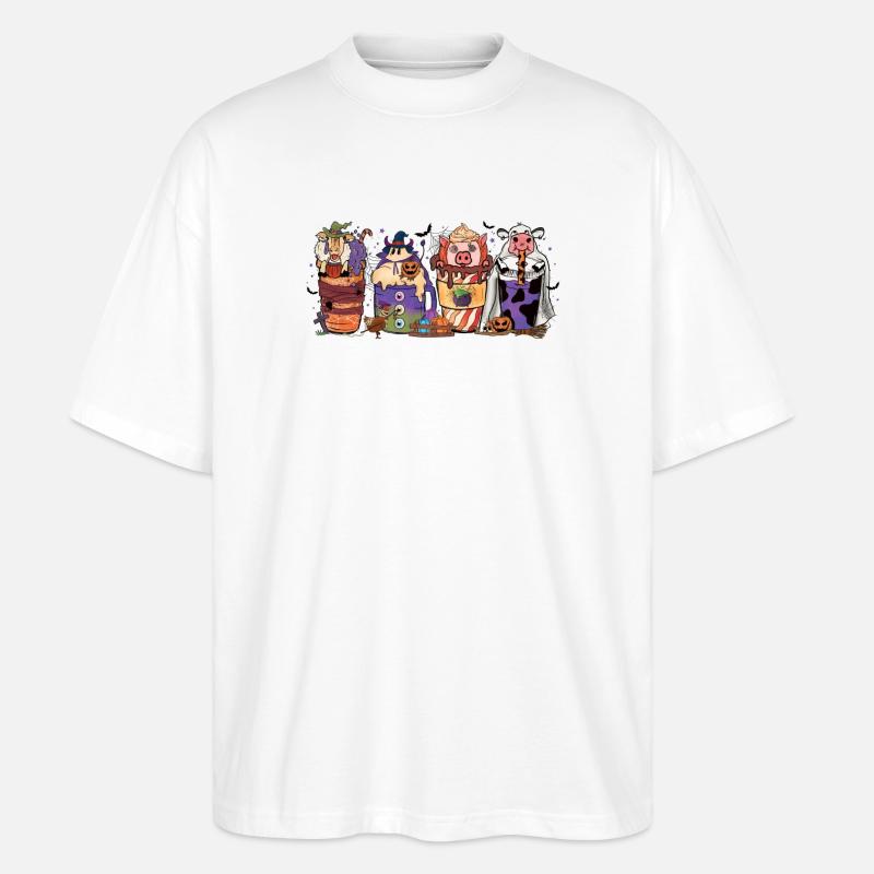 Herbst-heiße-schokolade-tasse Halloween - Stanley/Stella Oversized Unisex Bio T-Shirt Blaster 2.0 - Weiß