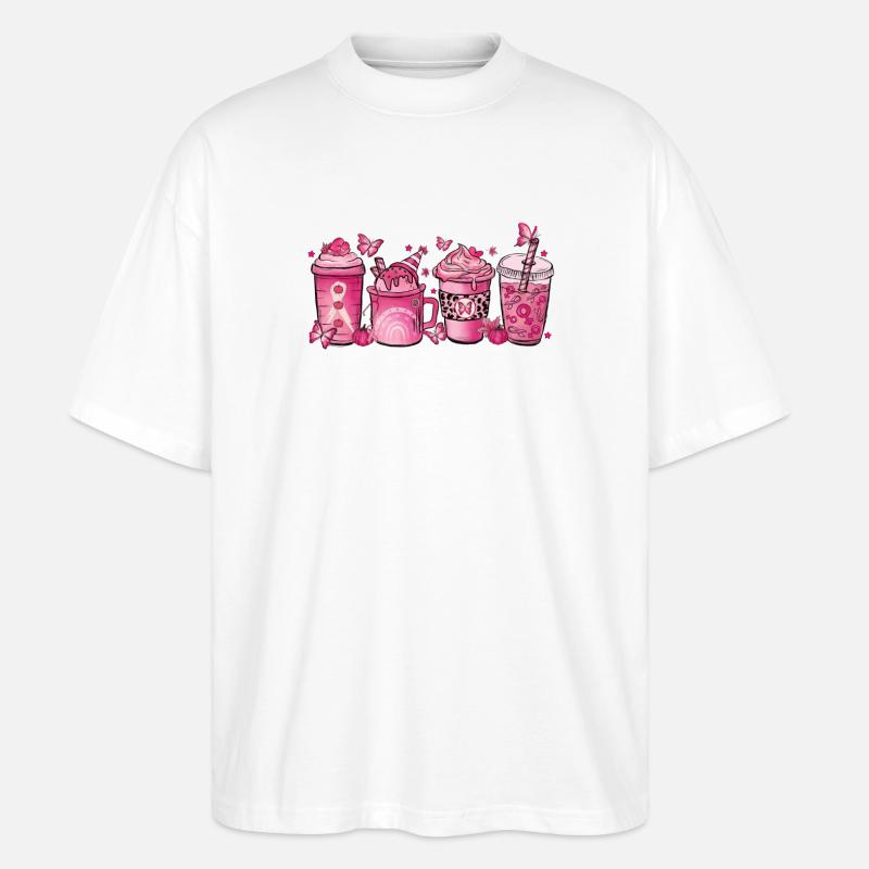 Brustkrebs Heiße Schokolade - Stanley/Stella Oversized Unisex Bio T-Shirt Blaster 2.0 - Weiß