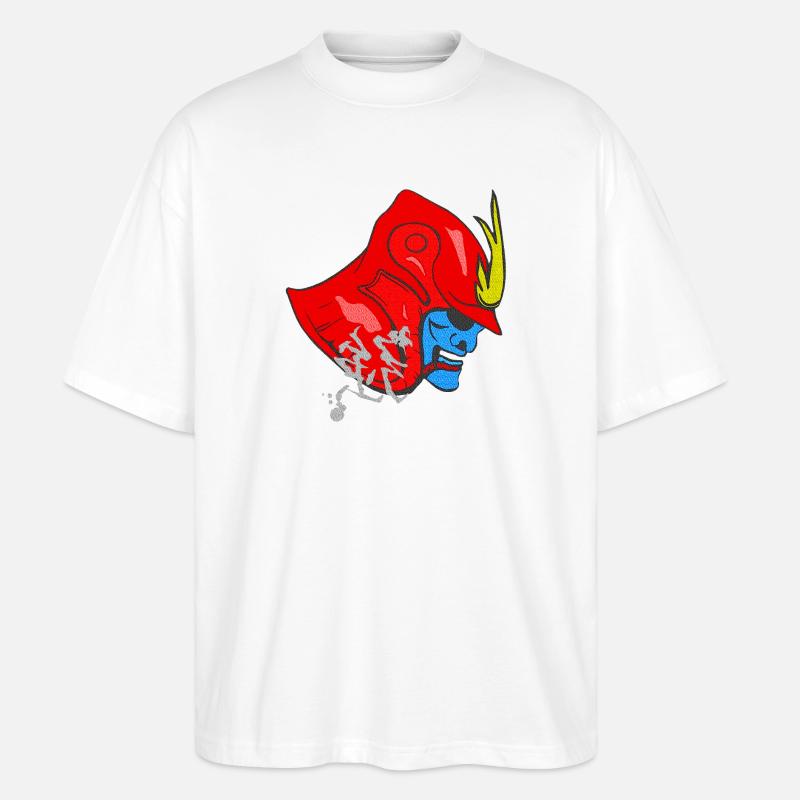 kanjimuster „Stärke“, samureihelm - Stanley/Stella Oversized Unisex Bio T-Shirt Blaster 2.0 - Weiß