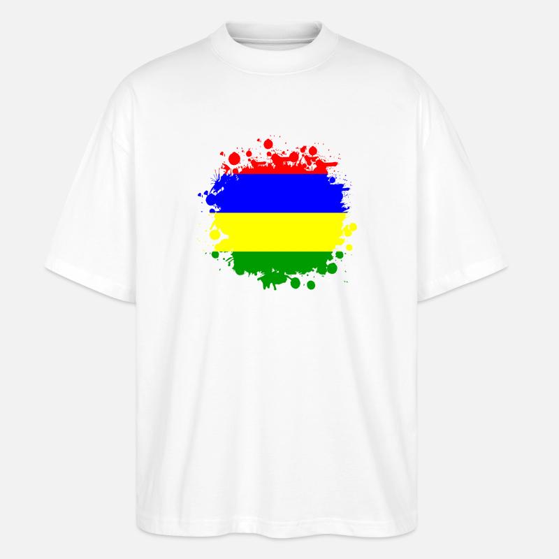 Mauritius Klecks Flaggen Design - Stanley/Stella Oversized Unisex Bio T-Shirt Blaster 2.0 - Weiß