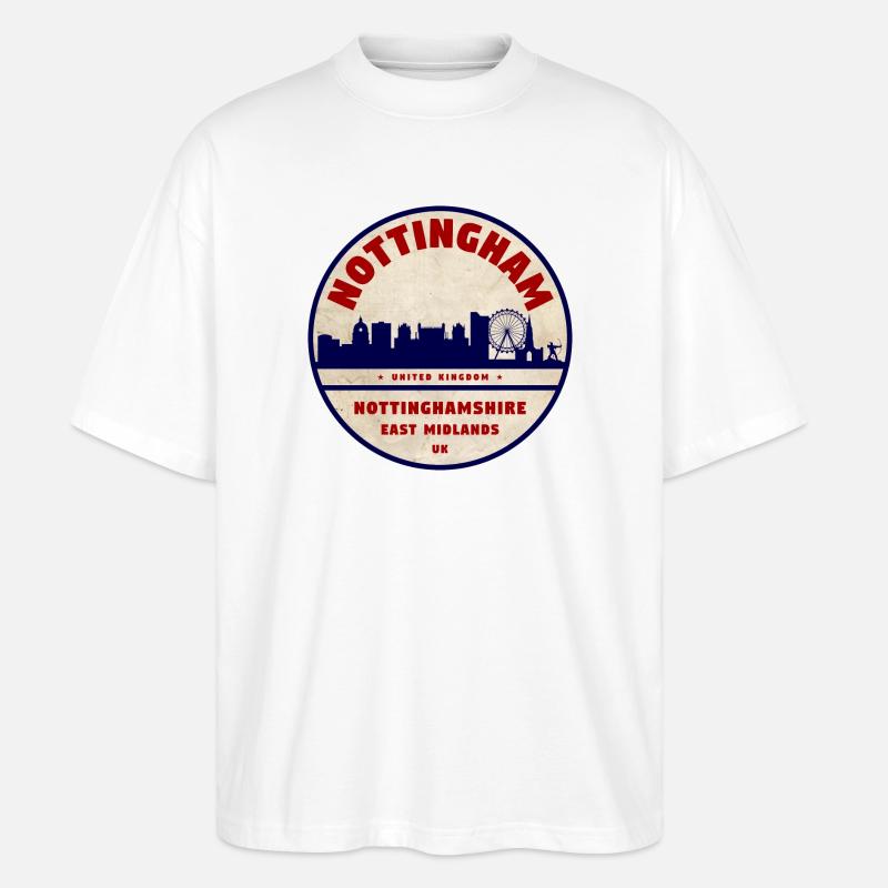 Nottingham Skyline Roundel - Stanley/Stella Oversized Unisex Bio T-Shirt Blaster 2.0 - Weiß