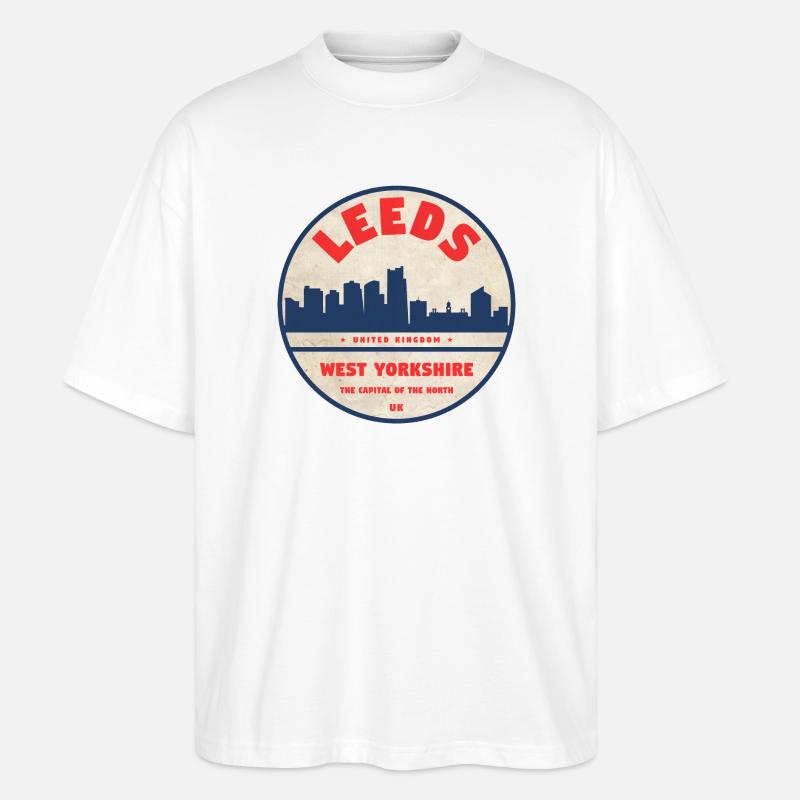 Leeds West Yorkshire Emblem - Stanley/Stella Oversized Unisex Bio T-Shirt Blaster 2.0 - Weiß