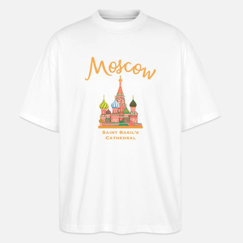Moscou, cathédrale Saint-Basile, dessin marquant - T-shirt bio Blaster 2.0 coupe oversize Stanley/Stella Unisexe - blanc