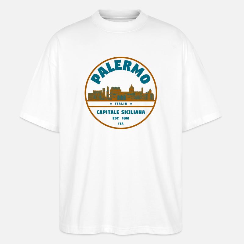 Palermo Capitale Siciliana Skyline - Stanley/Stella Oversized Unisex Bio T-Shirt Blaster 2.0 - Weiß