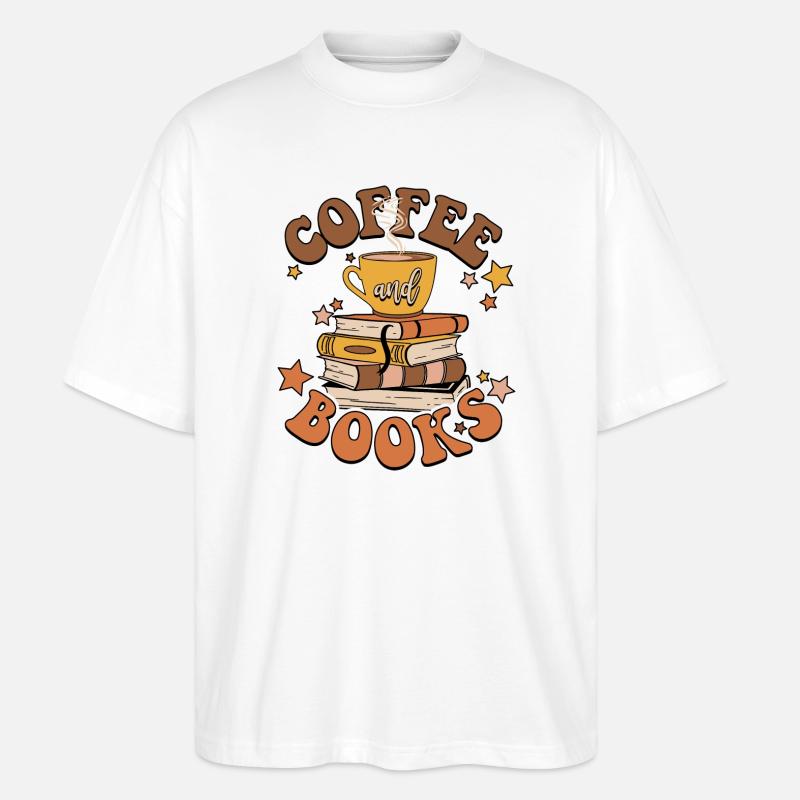 Kaffee und Bücher - Stanley/Stella Oversized Unisex Bio T-Shirt Blaster 2.0 - Weiß