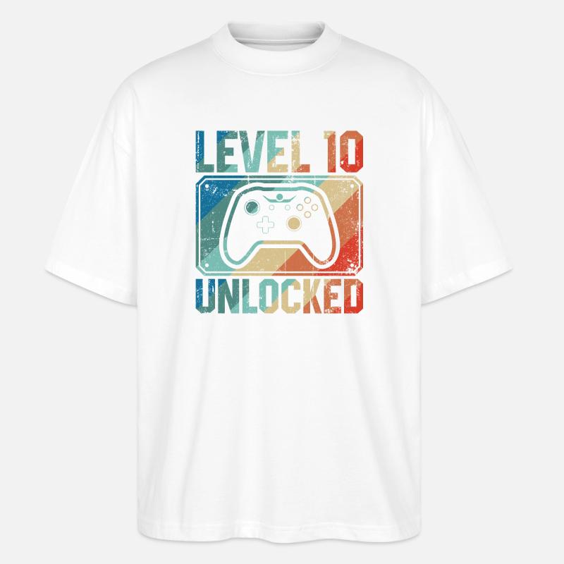 Level 10 Unlocked Controller - Stanley/Stella Oversized Unisex Organic T-shirt Blaster 2.0 - white
