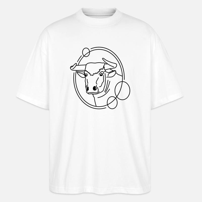 Stier in geometrischer Form - Line-Art-Design - Stanley/Stella Oversized Unisex Bio T-Shirt Blaster 2.0 - Weiß