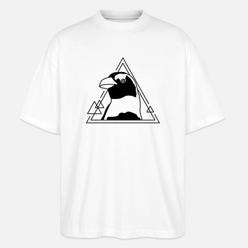 Pinguin im geometrischen Design - Stanley/Stella Oversized Unisex Bio T-Shirt Blaster 2.0 - Weiß