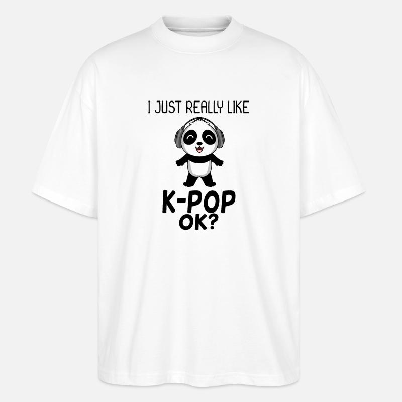 k Pop Saying Panda - Stanley/Stella Oversized Unisex Organic T-shirt Blaster 2.0 - white