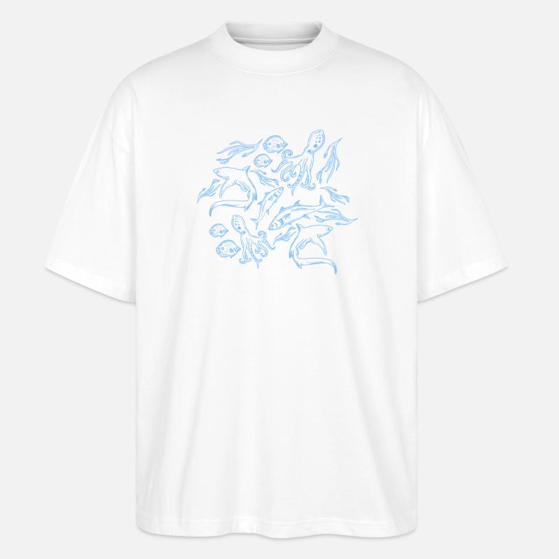 Meeresmuster - Stanley/Stella Oversized Unisex Bio T-Shirt Blaster 2.0 - Weiß