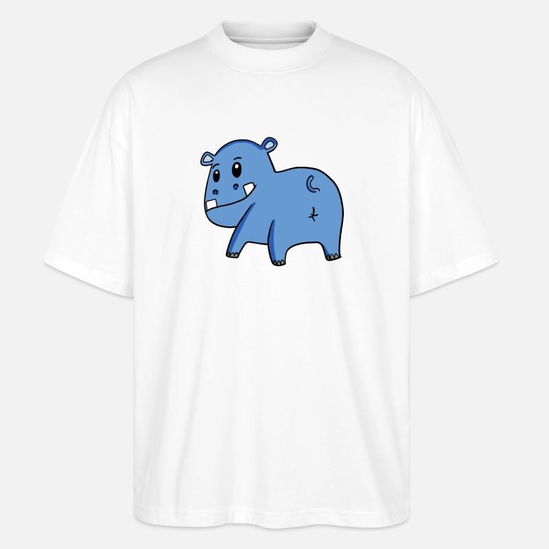 Nilpferd von hinten - Nilpferd Hintern - Nilpferd - Stanley/Stella Oversized Unisex Bio T-Shirt Blaster 2.0 - Weiß