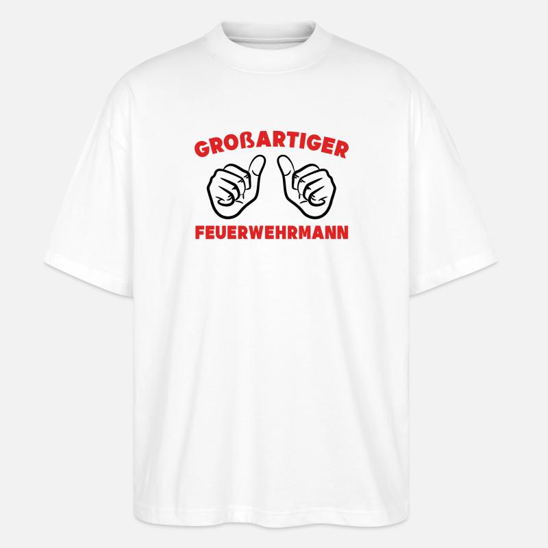 Feuerwehrmann Statement Feuerwehr Lebensretter - Stanley/Stella Oversized Unisex Bio T-Shirt Blaster 2.0 - Weiß