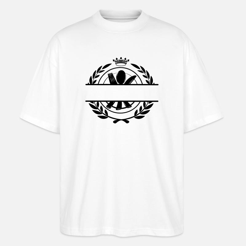 Besteckmenü-Logo mit Krone - Stanley/Stella Oversized Unisex Bio T-Shirt Blaster 2.0 - Weiß