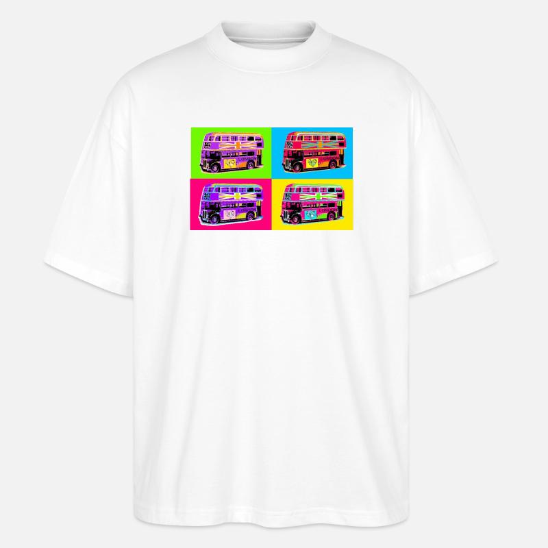 London Pop Art Regenbogenbus - Stanley/Stella Oversized Unisex Bio T-Shirt Blaster 2.0 - Weiß