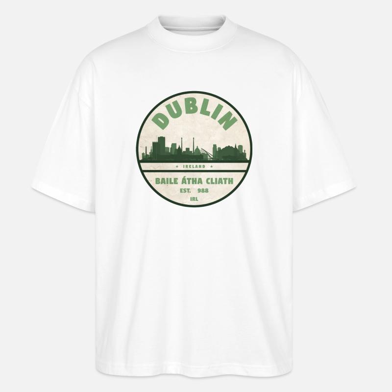 Dublin Skyline Silhouette - Stanley/Stella Oversized Unisex Bio T-Shirt Blaster 2.0 - Weiß