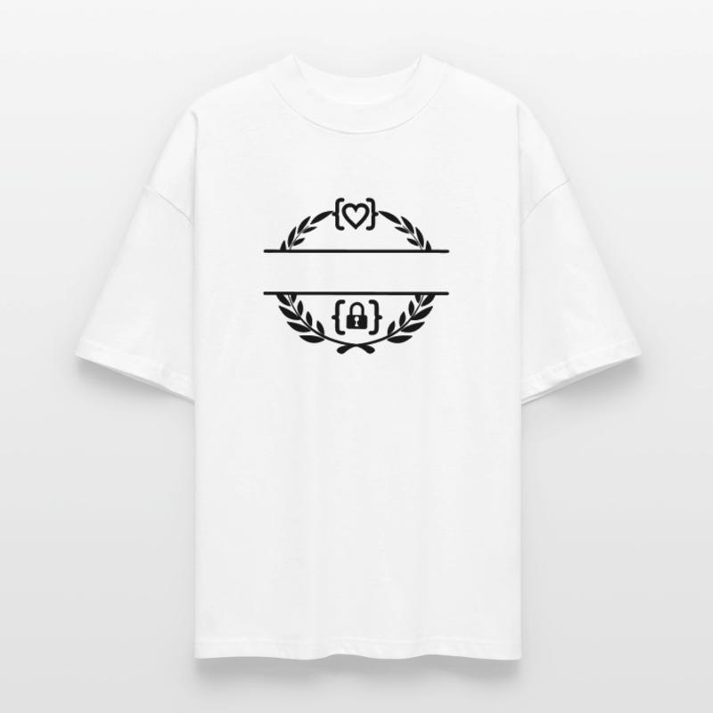 Code with heart and code with lock in laurel wreath m Stanley/Stella Oversized Unisex Organic T-shirt Blaster 2.0