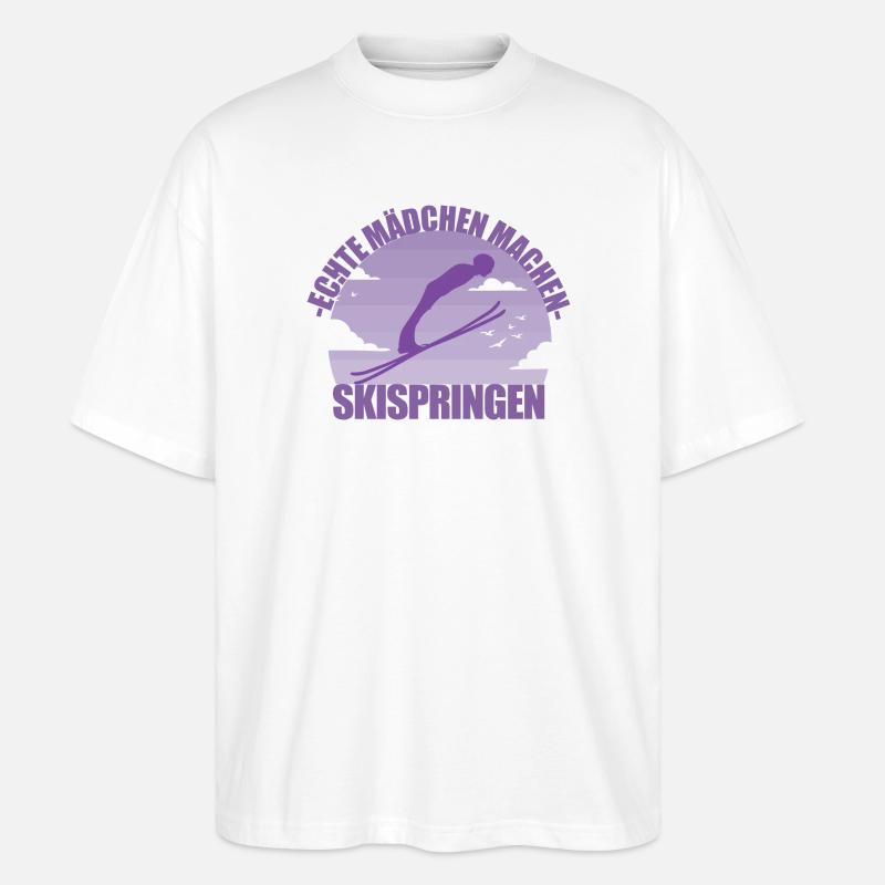 Skispringen Skispringerin Mädchen Geschenk - Stanley/Stella Oversized Unisex Bio T-Shirt Blaster 2.0 - Weiß