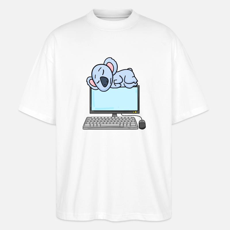 Koala Computer Nerd Programmer Gift - Stanley/Stella Oversized Unisex Organic T-shirt Blaster 2.0 - white