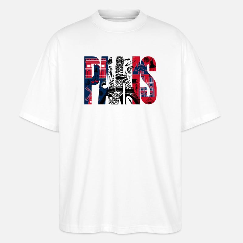 Collage Paris Eiffel Tour - Stanley/Stella Oversized Unisex Organic T-shirt Blaster 2.0 - white
