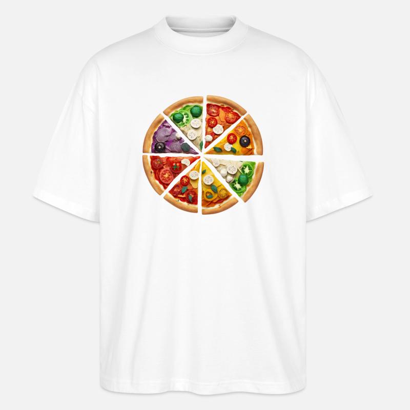Regenbogenpizza Segmente - Stanley/Stella Oversized Unisex Bio T-Shirt Blaster 2.0 - Weiß