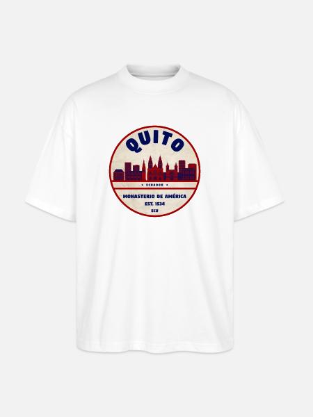 Quito Monasterio Retro Emblem 1534 - Stanley/Stella Oversized Unisex Organic T-shirt Blaster 2.0 - white