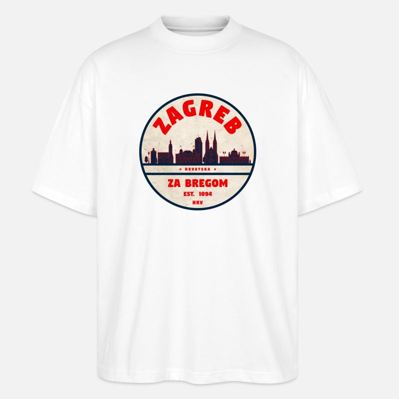 Zagreb Emblem: Retro Skyline - Stanley/Stella Oversized Unisex Bio T-Shirt Blaster 2.0 - Weiß