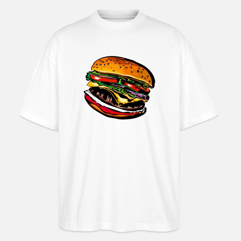 Burger Cheeseburger Restauration rapide - T-shirt bio Blaster 2.0 coupe oversize Stanley/Stella Unisexe - blanc
