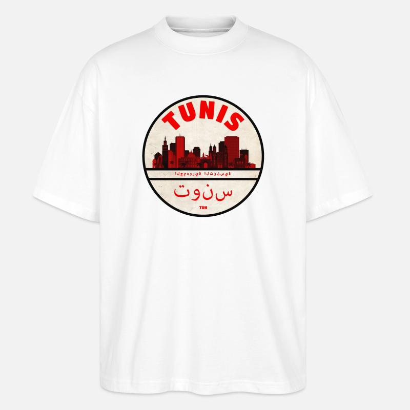 Tunis Skyline Red Silhouette - Stanley/Stella Oversized Unisex Bio T-Shirt Blaster 2.0 - Weiß