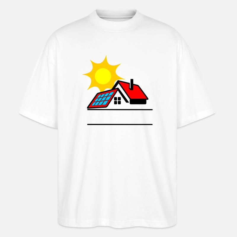 Sonnenkollektor auf Bungalowhaus mit Sonne - Stanley/Stella Oversized Unisex Bio T-Shirt Blaster 2.0 - Weiß