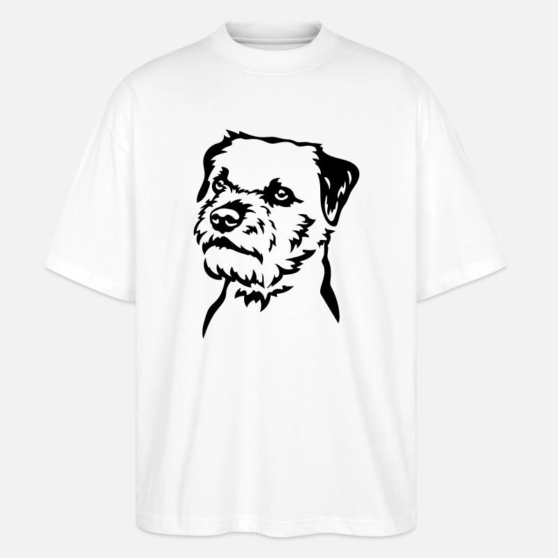 Border Terrier Kopf - Stanley/Stella Oversized Unisex Bio T-Shirt Blaster 2.0 - Weiß