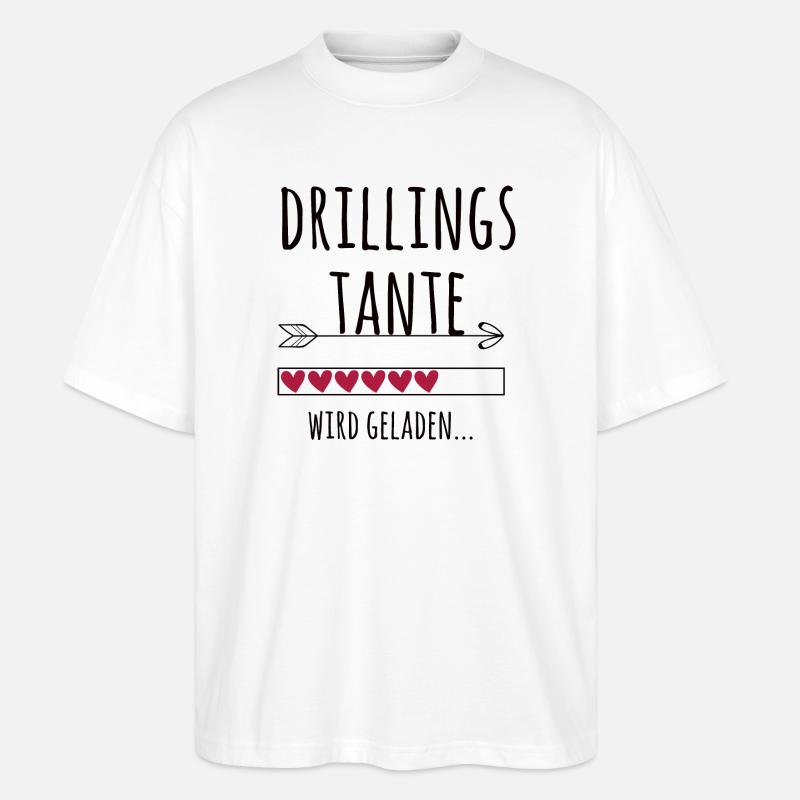 werdende Drillingstante Schwangerschaft Drillinge - Stanley/Stella Oversized Unisex Bio T-Shirt Blaster 2.0 - Weiß