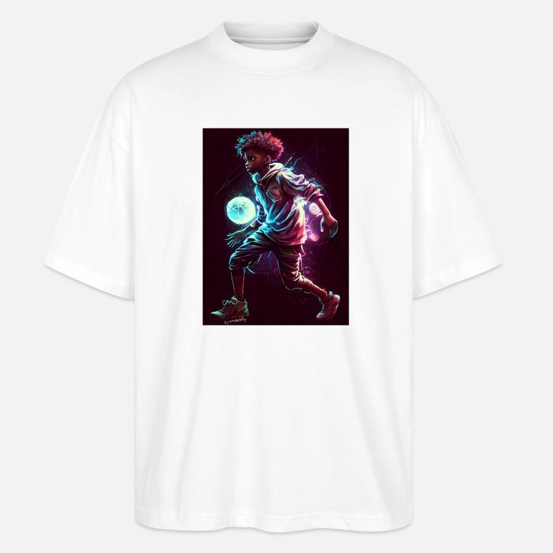 Futuristischer Kinder-Superhelden-Design - Stanley/Stella Oversized Unisex Bio T-Shirt Blaster 2.0 - Weiß