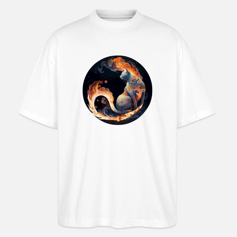 Feuriger Katzenzauber im Sternbilddesign - Stanley/Stella Oversized Unisex Bio T-Shirt Blaster 2.0 - Weiß