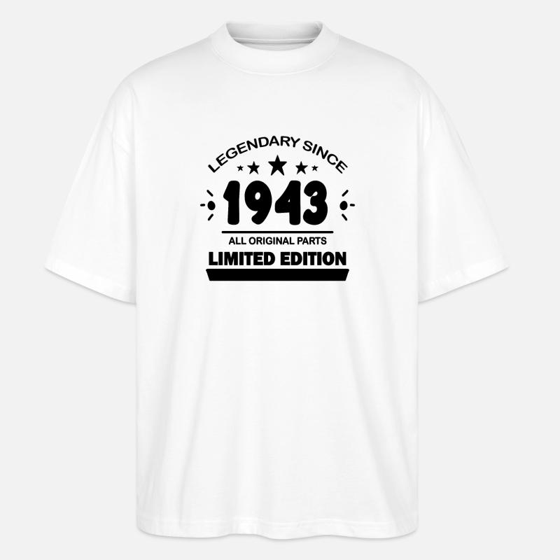 1943 - Né 1943 - Année de construction 1943 - T-shirt bio Blaster 2.0 coupe oversize Stanley/Stella Unisexe - blanc