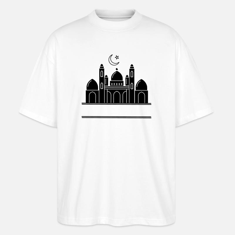 Moschee religiöses Bethaus mit Textleiste - Stanley/Stella Oversized Unisex Bio T-Shirt Blaster 2.0 - Weiß