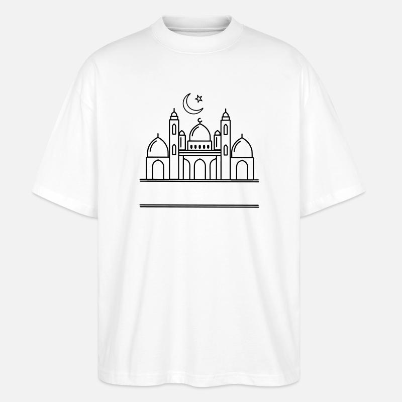 Mosquée avec barre de texte transparente - T-shirt bio Blaster 2.0 coupe oversize Stanley/Stella Unisexe - blanc
