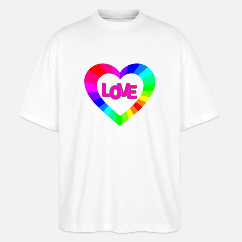 NeonLOVE Regenbogenherz - Stanley/Stella Oversized Unisex Bio T-Shirt Blaster 2.0 - Weiß