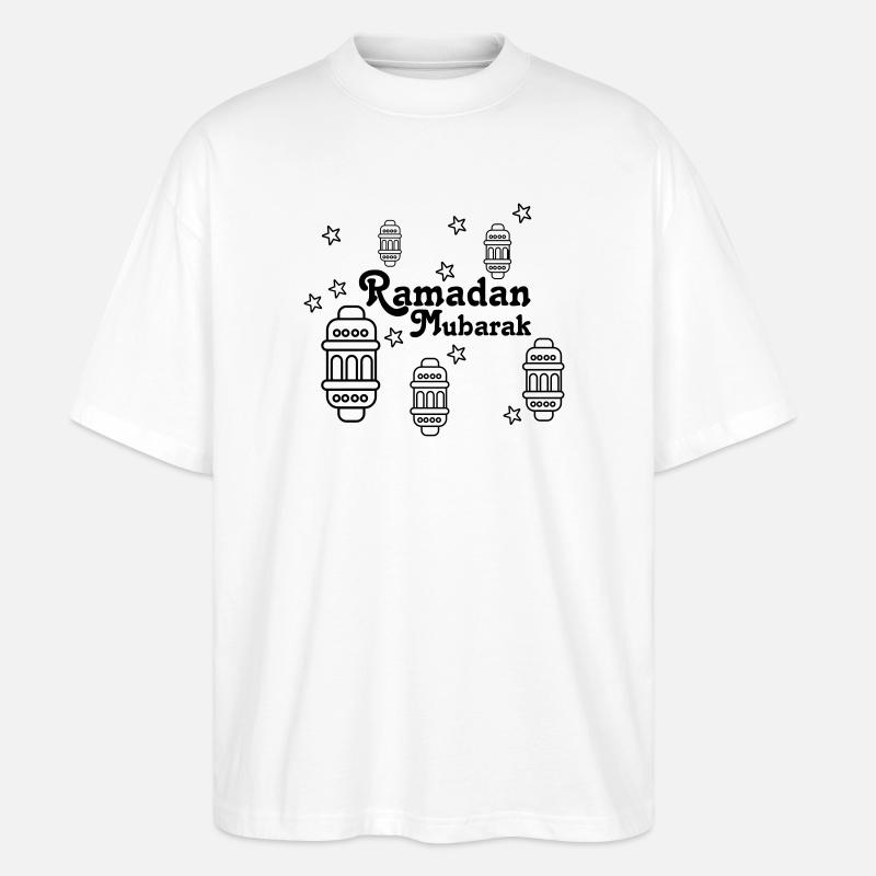 Ramadan Mubarak Lichter, Sternchen - Stanley/Stella Oversized Unisex Bio T-Shirt Blaster 2.0 - Weiß