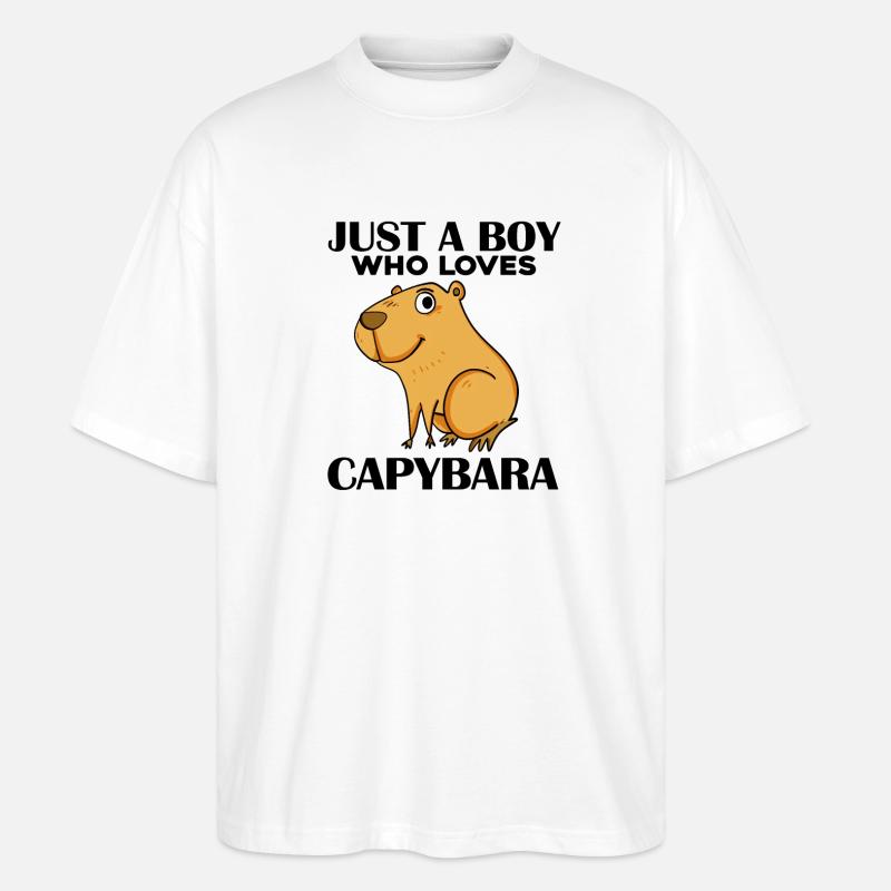 Capybara Junge - Stanley/Stella Oversized Unisex Bio T-Shirt Blaster 2.0 - Weiß