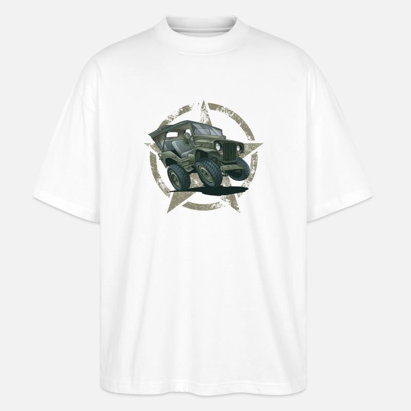 Willys MB Offroader 4x4 Star ROOFTOP Us Army - Stanley/Stella Oversized Unisex Bio T-Shirt Blaster 2.0 - Weiß