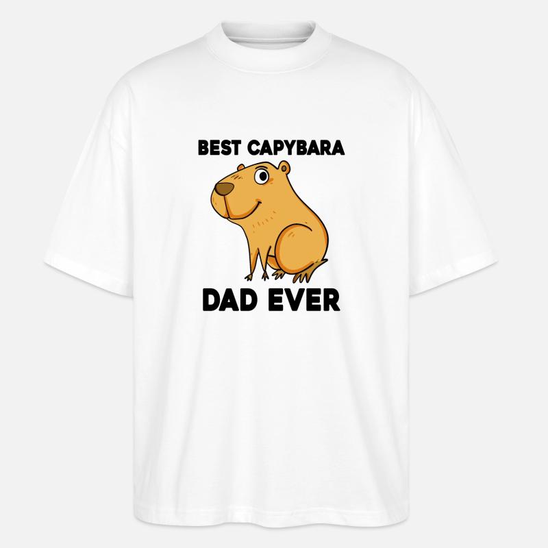 Capybara Père Capybara Capybara Cochon - T-shirt bio Blaster 2.0 coupe oversize Stanley/Stella Unisexe - blanc